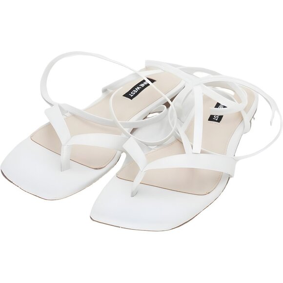 Nine West White Strappy Lace-Up Square Toe Heeled Sandals Women's US 8M - Picture 5 of 6